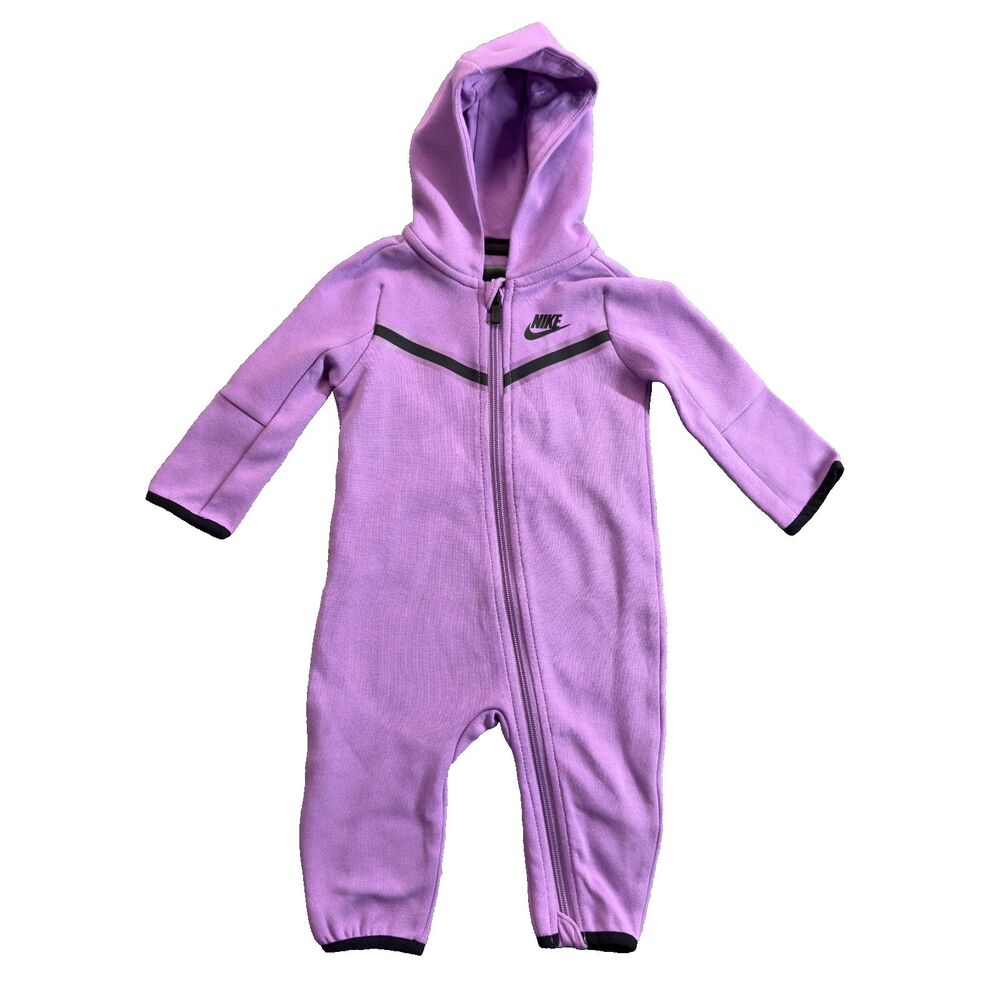 Nike Sportswear Tech Fleece Baby Full Zip Coverall 9 MONTHS Purple Activewear